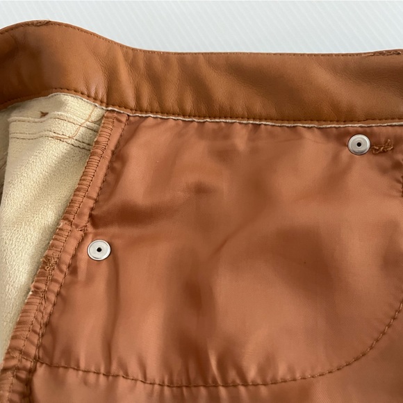 7 For All Mankind Faux Leather Straight Leg High Waist Pant - Size M color Camel - Picture 9 of 14